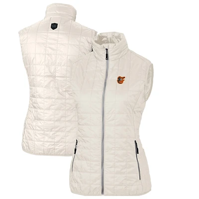 Women's Cutter & Buck Cream Baltimore Orioles Rainier PrimaLoft Eco Full-Zip Puffer Vest