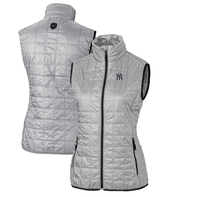 Women's Cutter & Buck Gray New York Yankees Rainier PrimaLoft Eco Full-Zip Puffer Vest