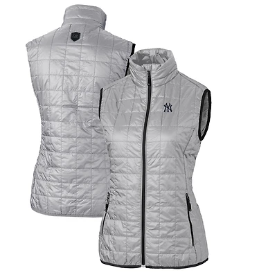 Women's Cutter & Buck Gray New York Yankees Rainier PrimaLoft Eco Full-Zip Puffer Vest