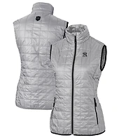 Women's Cutter & Buck Gray New York Yankees Rainier PrimaLoft Eco Full-Zip Puffer Vest