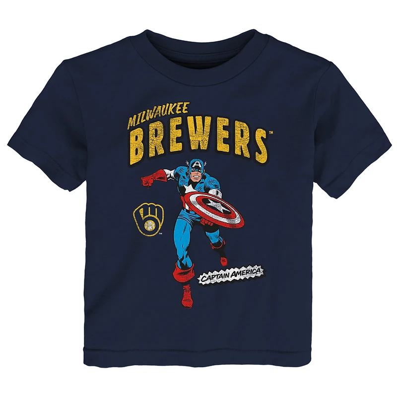 Toddler Navy Milwaukee Brewers Team Captain America Marvel T-Shirt