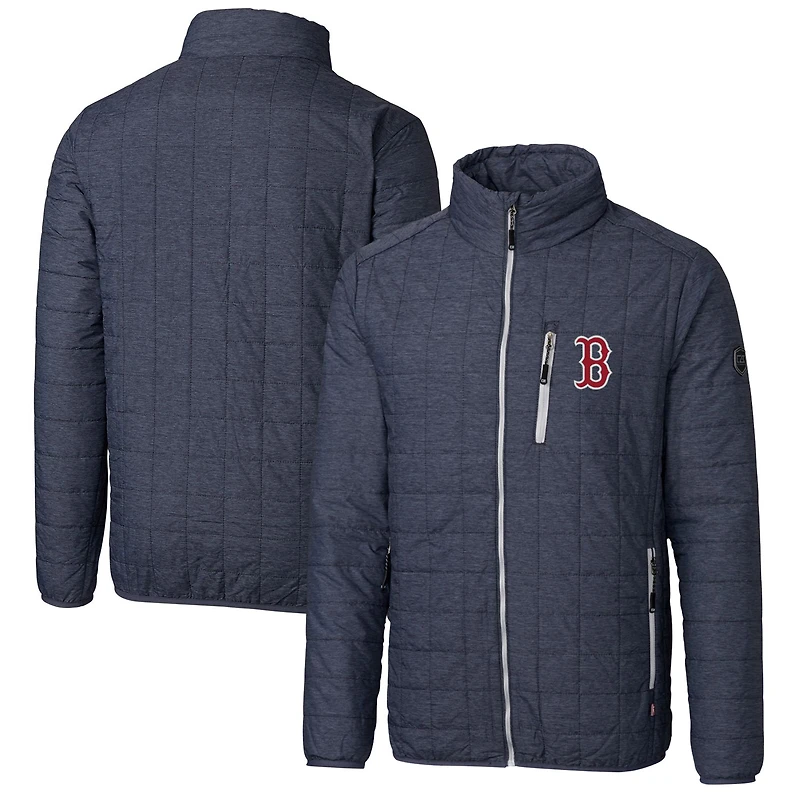 Men's Cutter & Buck Heathered Navy Boston Red Sox Rainier Eco Insulated Full-Zip Puffer Jacket