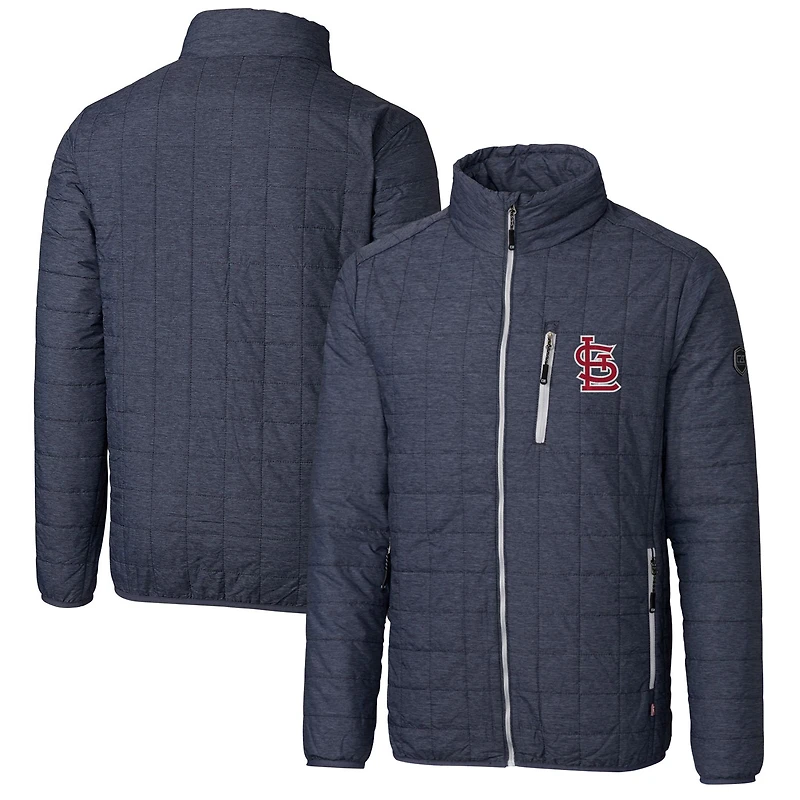 Men's Cutter & Buck Heathered Navy St. Louis Cardinals Rainier Eco Insulated Full-Zip Puffer Jacket