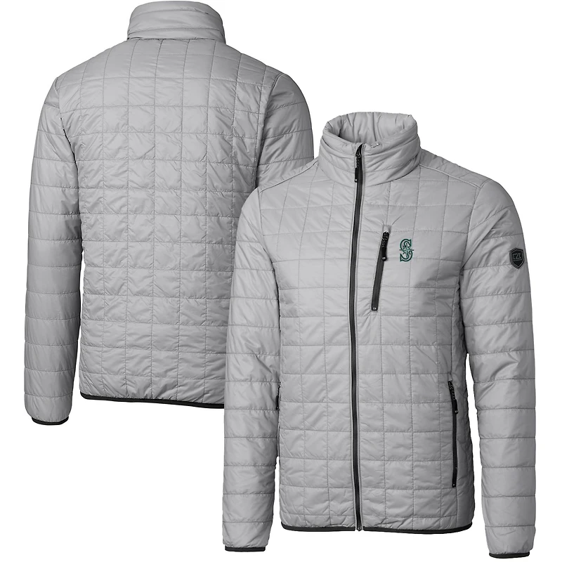 Men's Cutter & Buck Gray Seattle Mariners Rainier Eco Insulated Full-Zip Puffer Jacket