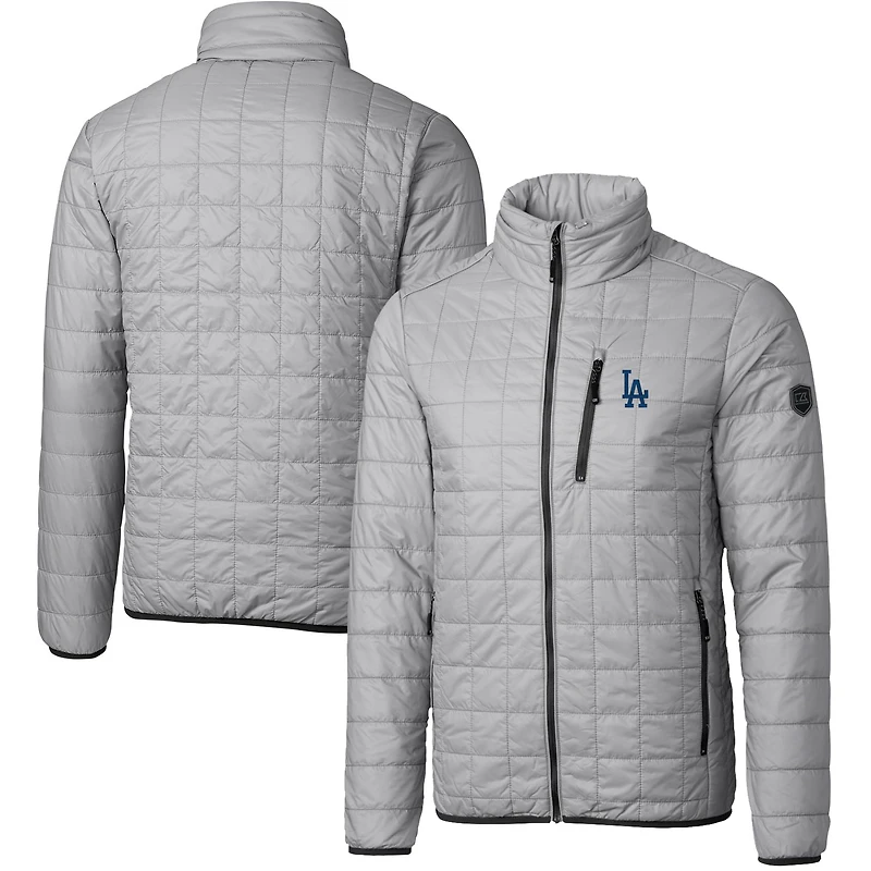 Men's Cutter & Buck Gray Los Angeles Dodgers Rainier Eco Insulated Full-Zip Puffer Jacket