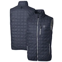 Men's Cutter & Buck Heathered Navy Emory Eagles Big & Tall Rainier PrimaLoft Eco Full-Zip Puffer Vest