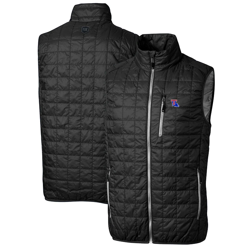 Men's Cutter & Buck Black Louisiana Tech Bulldogs Big & Tall Rainier PrimaLoft Eco Full-Zip Puffer Vest