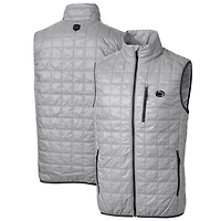Men's Cutter & Buck Gray Penn State Nittany Lions Big & Tall Rainier PrimaLoft Eco Full-Zip Puffer Vest