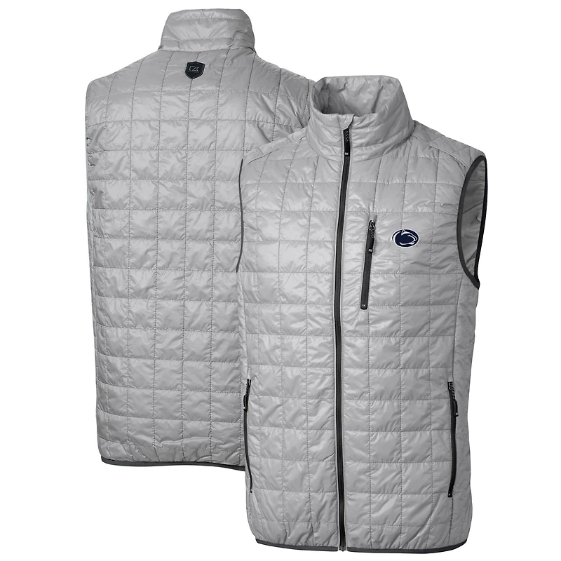 Men's Cutter & Buck Gray Penn State Nittany Lions Big & Tall Rainier PrimaLoft Eco Full-Zip Puffer Vest