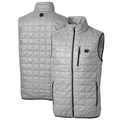 Men's Cutter & Buck Gray Penn State Nittany Lions Big & Tall Rainier PrimaLoft Eco Full-Zip Puffer Vest
