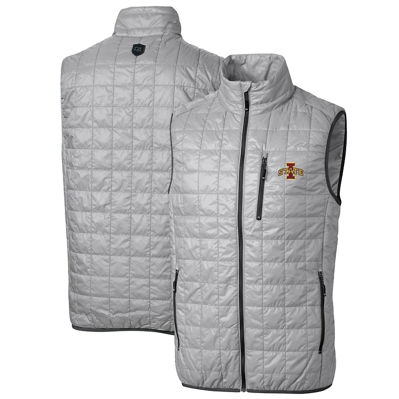 Men's Cutter & Buck Gray Iowa State Cyclones Big & Tall Rainier PrimaLoft Eco Full-Zip Puffer Vest