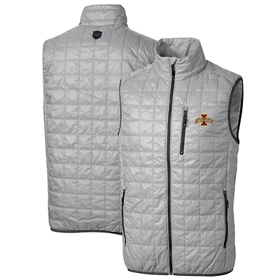 Men's Cutter & Buck Gray Iowa State Cyclones Big & Tall Rainier PrimaLoft Eco Full-Zip Puffer Vest