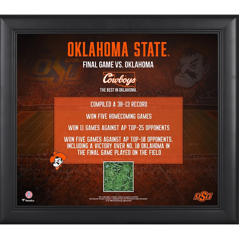 Oklahoma State Cowboys Framed 15" x 17" Boone Pickens with Game-Used Turf from Boone Pickens Stadium