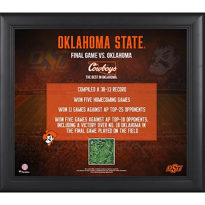 Oklahoma State Cowboys Framed 15" x 17" Boone Pickens with Game-Used Turf from Boone Pickens Stadium