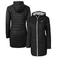 Women's Cutter & Buck Black Buffalo Bills Rainier Primaloft Eco Hooded Long Lightweight Coat