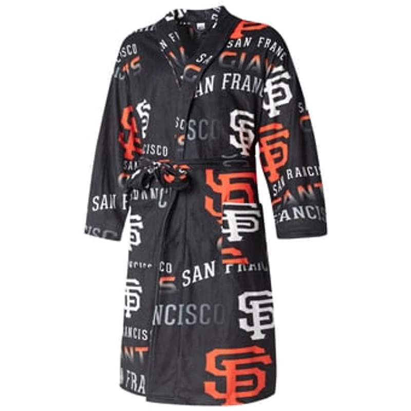 Men's Concepts Sport Black San Francisco Giants Windfall Microfleece Allover Robe