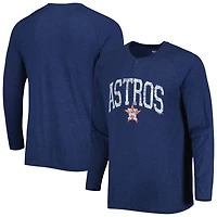 Men's Concepts Sport Navy Houston Astros Inertia Raglan Long Sleeve Henley Top