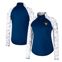 Women's Colosseum Navy West Virginia Mountaineers OHT Military Appreciation Flash Arctic Camo Raglan Quarter-Zip Jacket