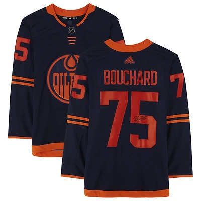 Evan Bouchard Navy Edmonton Oilers Autographed adidas Authentic Jersey