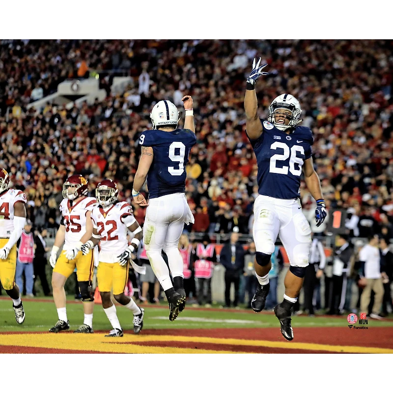 Trace McSorley Penn State Nittany Lions Unsigned Celebrates After Rushing for a 3-Yard Touchdown During the 2017 Rose Bowl Game Photograph
