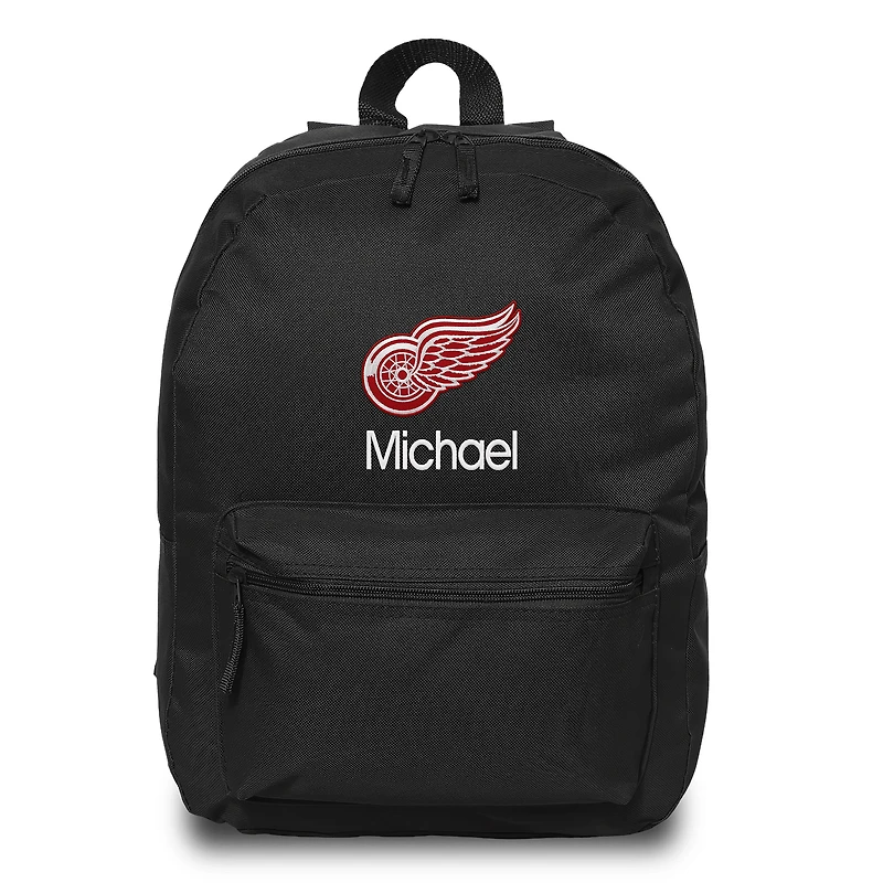 Black Detroit Red Wings Personalized Backpack