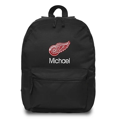 Black Detroit Red Wings Personalized Backpack