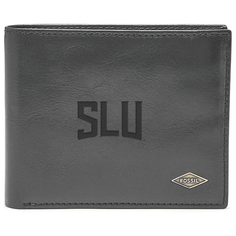 Men's Fossil Black Saint Louis Billikens Leather Ryan RFID Flip ID Bifold Wallet