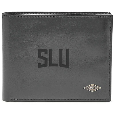 Men's Fossil Black Saint Louis Billikens Leather Ryan RFID Flip ID Bifold Wallet