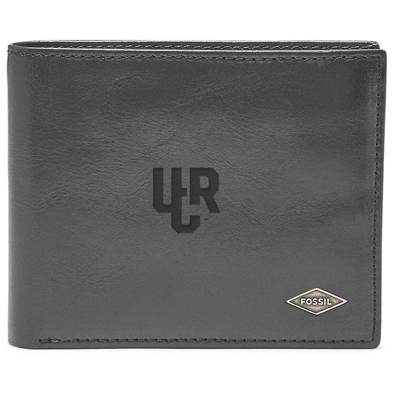 Men's Fossil Black UC Riverside Highlanders Leather Ryan RFID Flip ID Bifold Wallet
