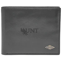 Men's Fossil Black North Texas Mean Green Leather Ryan RFID Flip ID Bifold Wallet