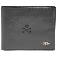Men's Fossil Black UNC Wilmington Seahawks Leather Ryan RFID Flip ID Bifold Wallet