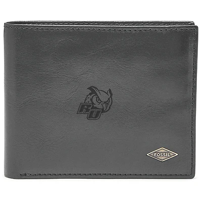 Men's Fossil Black Rowan Profs Leather Ryan RFID Flip ID Bifold Wallet