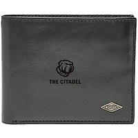 Men's Fossil Black Citadel Bulldogs Leather Ryan RFID Flip ID Bifold Wallet