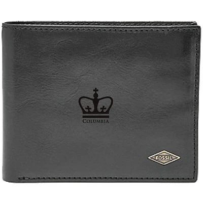 Men's Fossil Black Columbia University Leather Ryan RFID Flip ID Bifold Wallet
