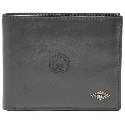 Men's Fossil Black University of Tampa Spartans Leather Ryan RFID Flip ID Bifold Wallet
