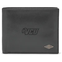 Men's Fossil Black VCU Rams Leather Ryan RFID Passcase Wallet