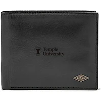 Men's Fossil Black Temple Owls Leather Ryan RFID Passcase Wallet