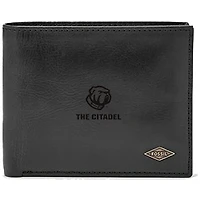 Men's Fossil Black Citadel Bulldogs Leather Ryan RFID Passcase Wallet