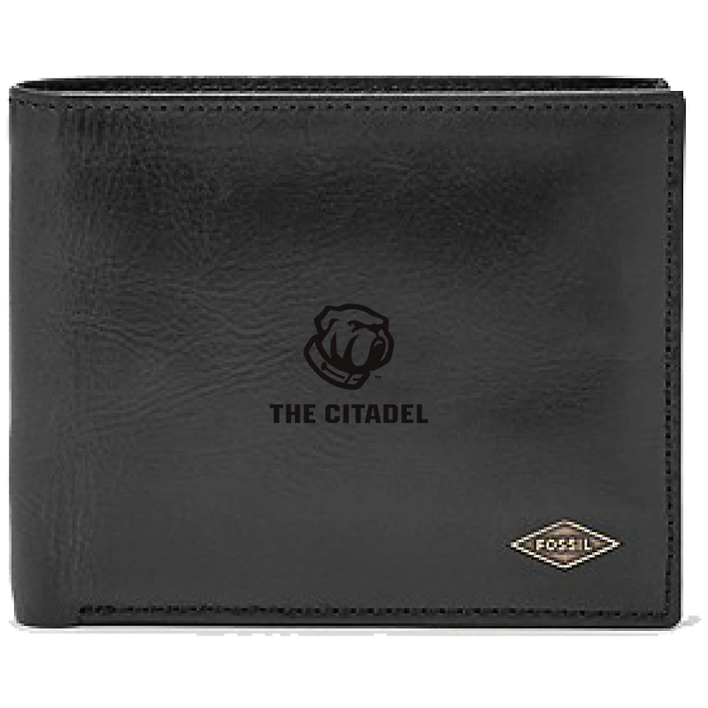 Men's Fossil Black Citadel Bulldogs Leather Ryan RFID Passcase Wallet