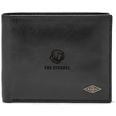 Men's Fossil Black Citadel Bulldogs Leather Ryan RFID Passcase Wallet