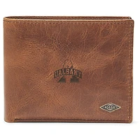 Men's Fossil Brown UAlbany Great Danes Leather Ryan RFID Passcase Wallet