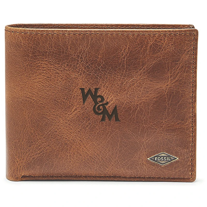Men's Fossil Brown William & Mary Tribe Leather Ryan RFID Passcase Wallet