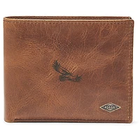 Men's Fossil Brown Saint Joseph's Hawks Leather Ryan RFID Passcase Wallet