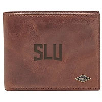 Men's Fossil Brown Saint Louis Billikens Leather Ryan RFID Flip ID Bifold Wallet