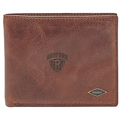 Men's Fossil Brown Radford Highlanders Leather Ryan RFID Flip ID Bifold Wallet