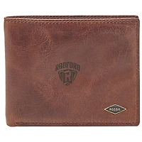 Men's Fossil Brown Radford Highlanders Leather Ryan RFID Flip ID Bifold Wallet