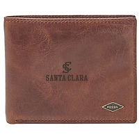Men's Fossil Brown Santa Clara Broncos Leather Ryan RFID Flip ID Bifold Wallet