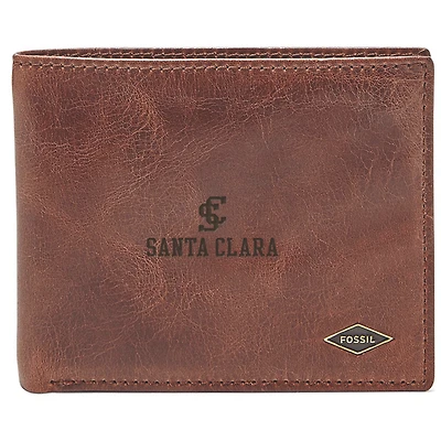 Men's Fossil Brown Santa Clara Broncos Leather Ryan RFID Flip ID Bifold Wallet