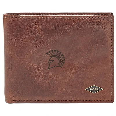 Men's Fossil Brown San Jose State Spartans Leather Ryan RFID Flip ID Bifold Wallet