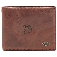 Men's Fossil Brown San Jose State Spartans Leather Ryan RFID Flip ID Bifold Wallet